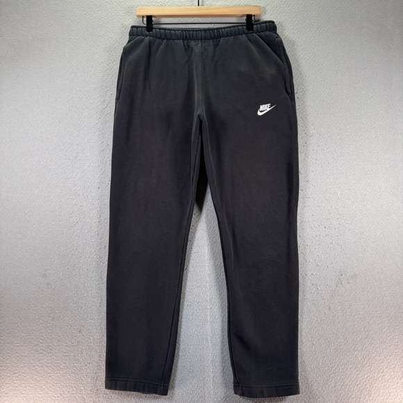 Nike Club Fleece Sweatpants Mens Medium Black Straight Leg Comfort Classic - Picture 1 of 15